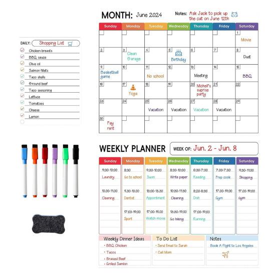 3 шт./набор магнитных наклеек для белой доски с ручками, ластик для доски, списки продуктов, графики домашних дел, меню