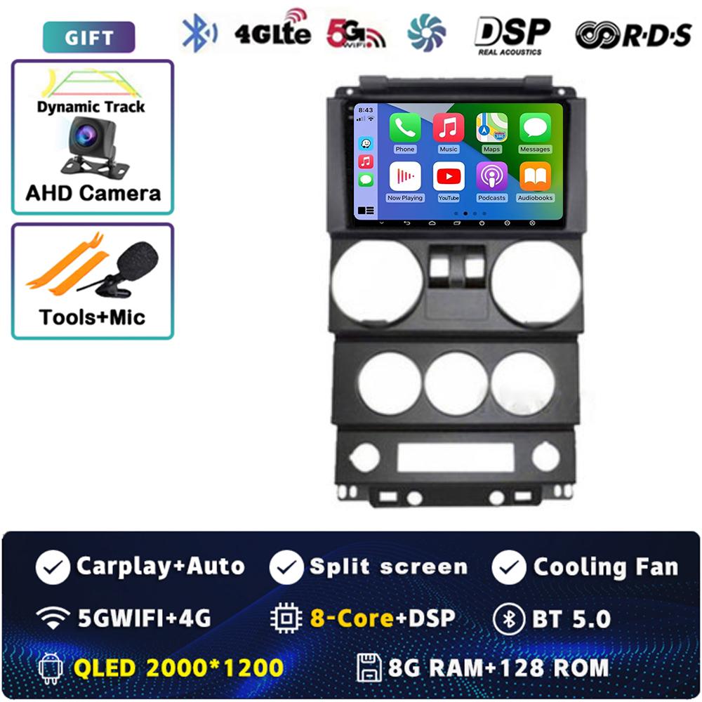 Android 14 Carplay Auto для Jeep Wrangler Unlimited 3 JK 2008 - 2010 Автомобильное радио 4G+WIFI Плеер Мультимедиа srereo Навигация Видео