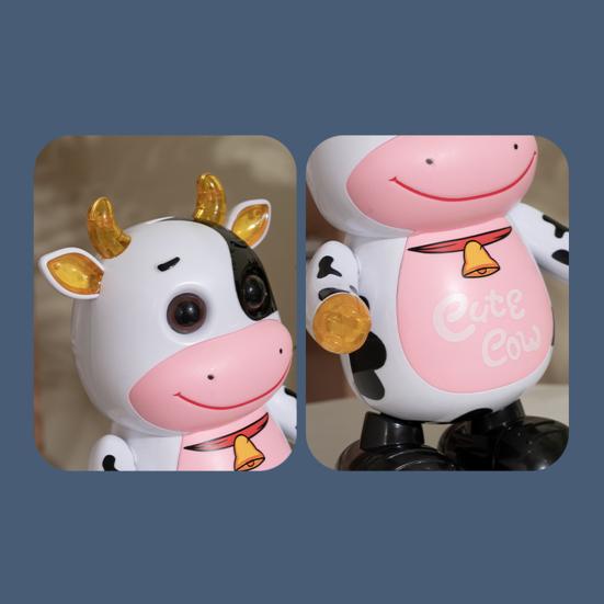 Kids Electric Cow Toy with LED Light Music Singing Dancing Cartoon Dairy Cattle Toy Toddlers Interactive Educational Movable Eyes Animal Musical Toy