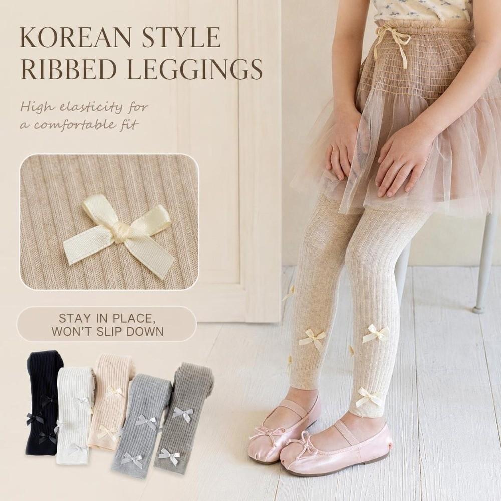 Slim-Fit Girls Bow Leggings Skin-Friendly Children Ankle Pants Girls 1-6 Years Old