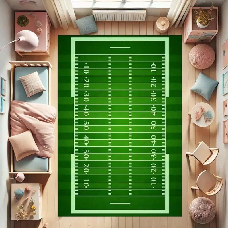 Football Field Kids Rug Non-slip Washable Play Mat for Bedroom Home Decor