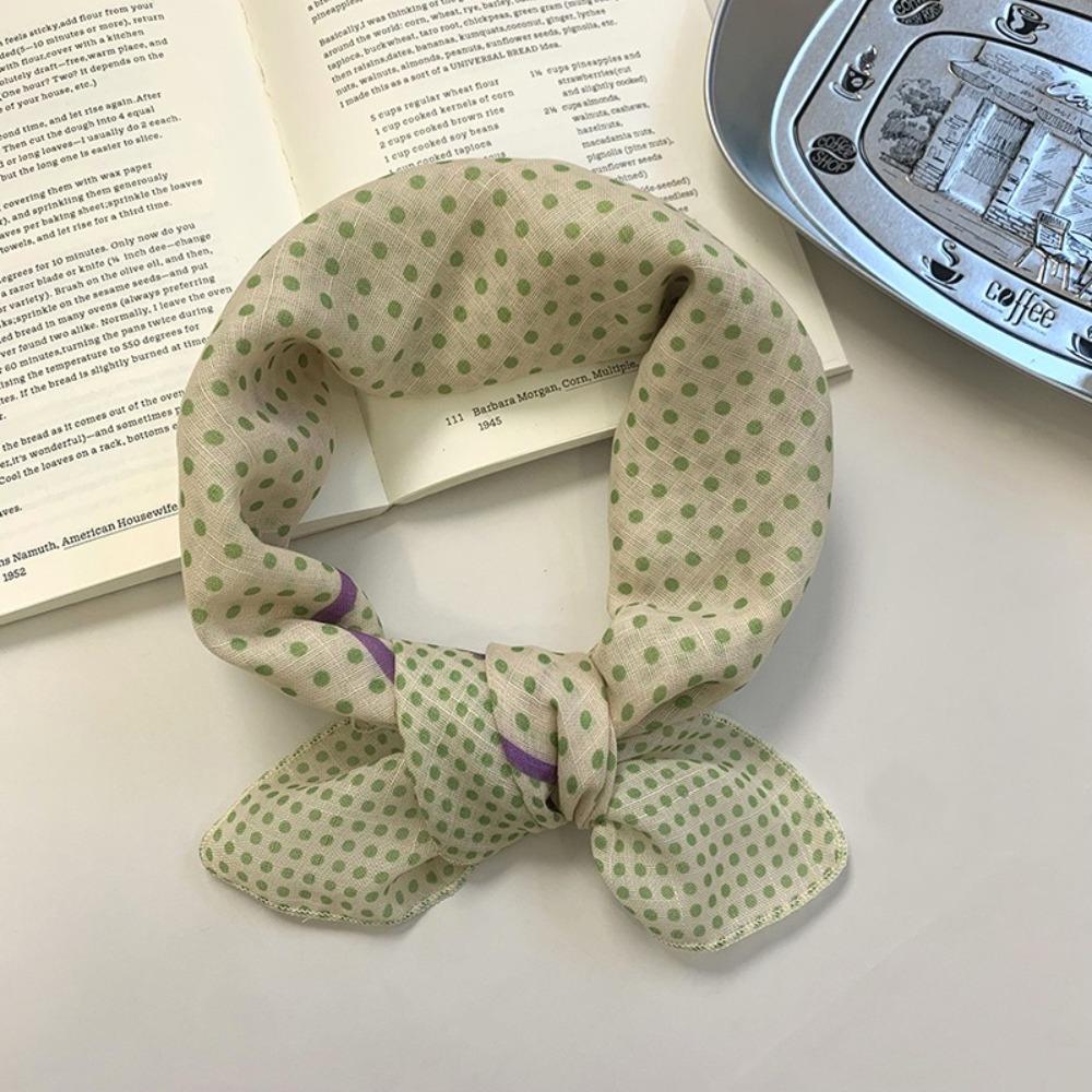 Neckerchief Polka Dot Print Scarves Hair Band Printed Silk Scarf Sweet Headscarf Daily