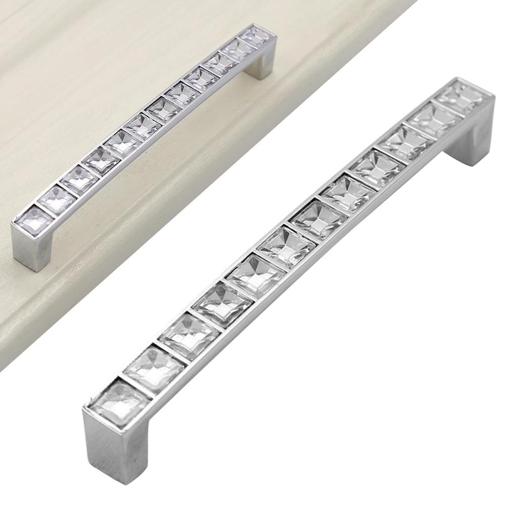 Crystal U-Shaped Cabinet Pull Handle for Drawer Wardrobe Modern Simple Design Double Hole