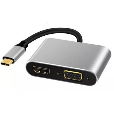 Переходник SUNROZ на HDMI и VGA с Type-C Адаптер хаб для USB-C на телевизор и проектор Кабель для ТV 4K (A486590)