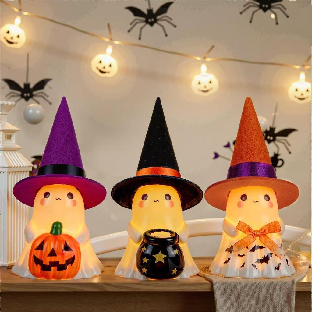 Halloween Glow Ghost Decorations, Outdoor Standing Ghost, Front Porch Yard Resin Crafts,