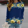Fall Autumn Women'S Fashion O Neck Long Sleeve T-Shirt Loose Clothes Blooming Flowers Print T Shirt For Girls Street