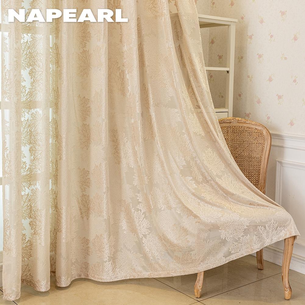 1 шт. NAPEARL Французская деревня Жаккардовая прозрачная штора Трехмерный узор из листьев Тюль для гостиной спальни Домашний декор