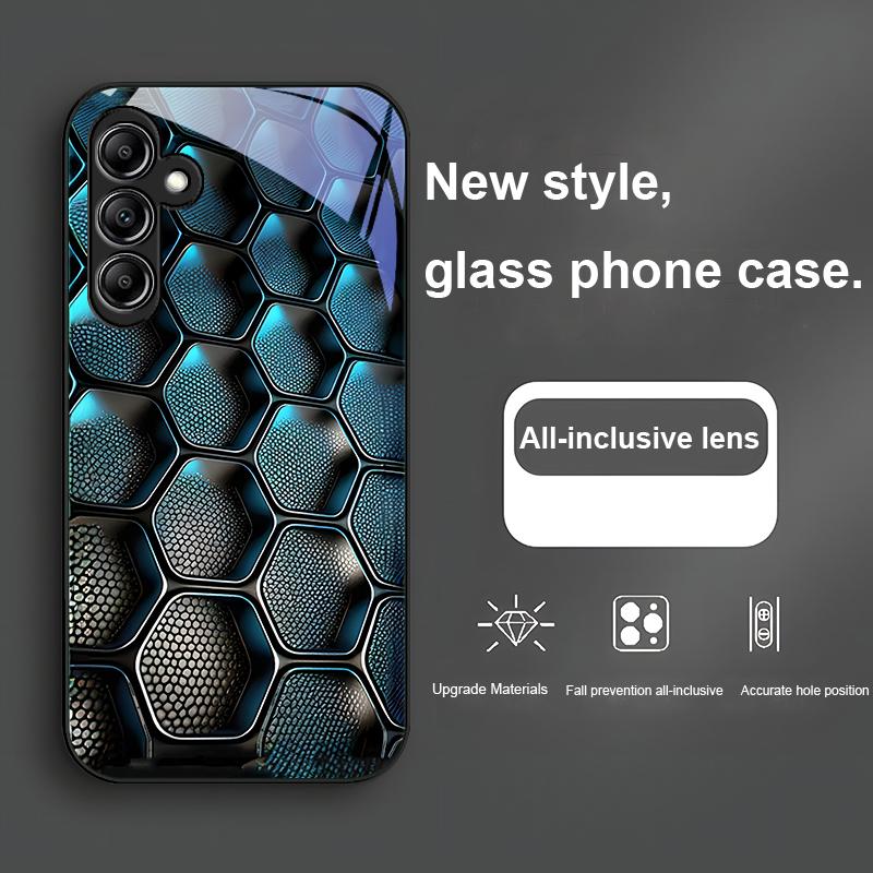 Синий градиентная сетка для Samsung Galaxy A01 02 03 Core A04 A14 4G A13 54 34 31 20 25 23 22 5G S21 Ultra S20 Стеклянный чехол для телефона