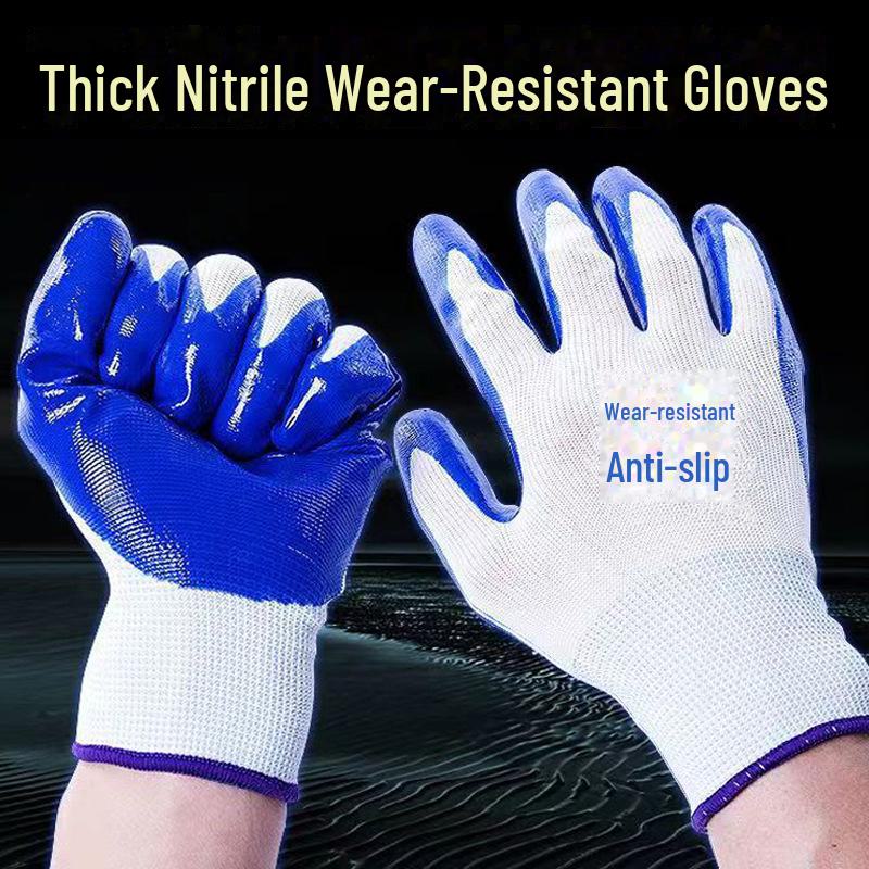 Перчатки рабочие противоскользящие с нитриловым покрытием для строительства и летнего использования