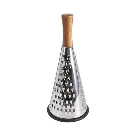 Stainless Steel Cone Cheese Grater with Wood Handle 3 Sided Vegetable Shredder for Grating Cheese Chocolate Vegetables