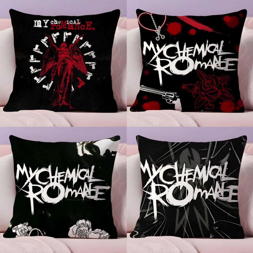 Горячая Рок-группа My Chemical Romance Наволочка Плюшевая Ткань Мягкая Двусторонняя Печать Подушка для Дивана Стойкая к Выцветанию Домашний Декор