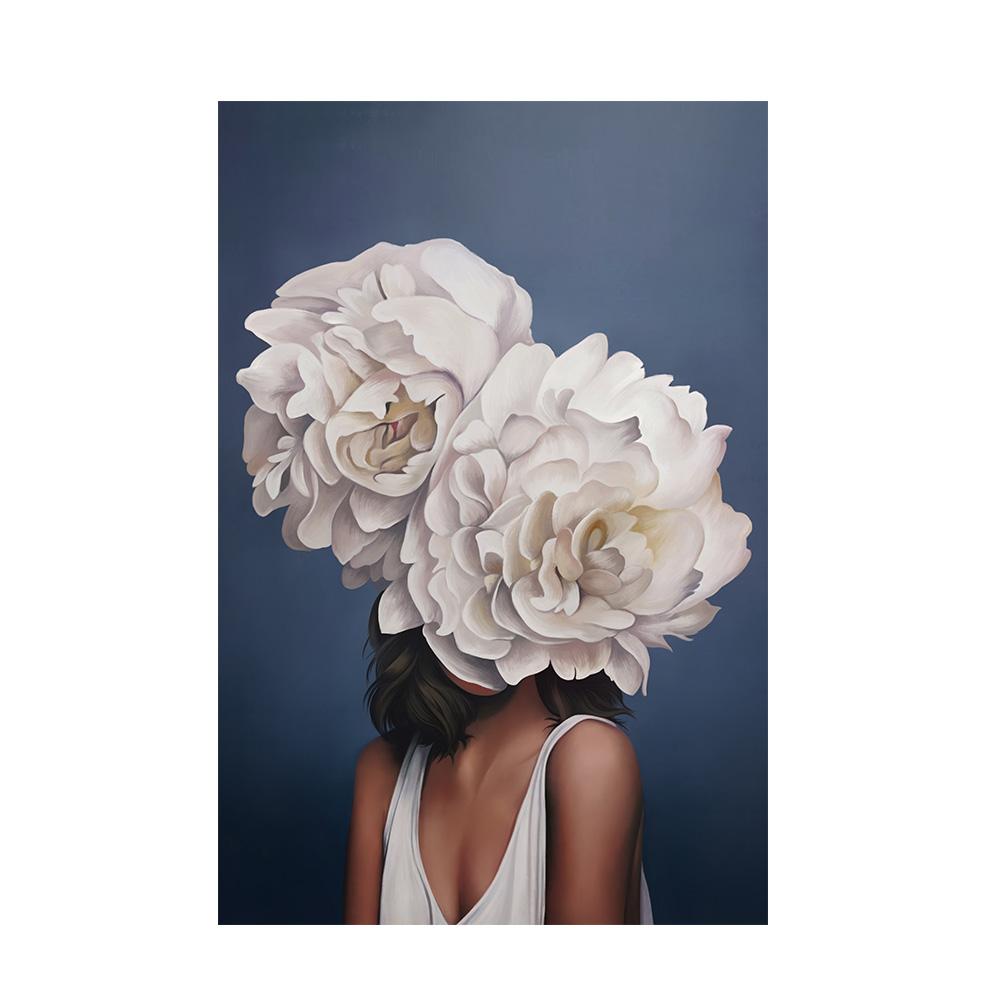 Nordic Flowers Head Woman Canvas Paintings On the Wall Art Posters And Prints Feather Girls Wall Pictures Home Decoration Cuadro