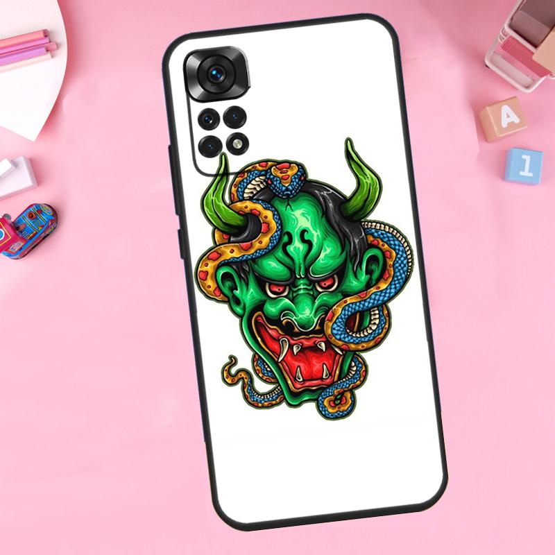 Japanese Hannya Oni Mask For Xiaomi Redmi Note 14 13 10 11 12 15 Pro Plus Phone Case For Redmi 15C 13C 12C 10C 14C 15