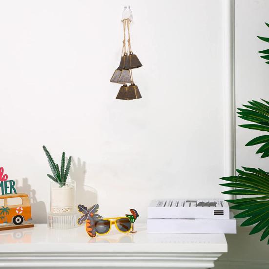 Iron Bell Chime with 3 Large Vintage Cow Bells On Rope Rustic Large Wall Hanging Decor Home Supplies