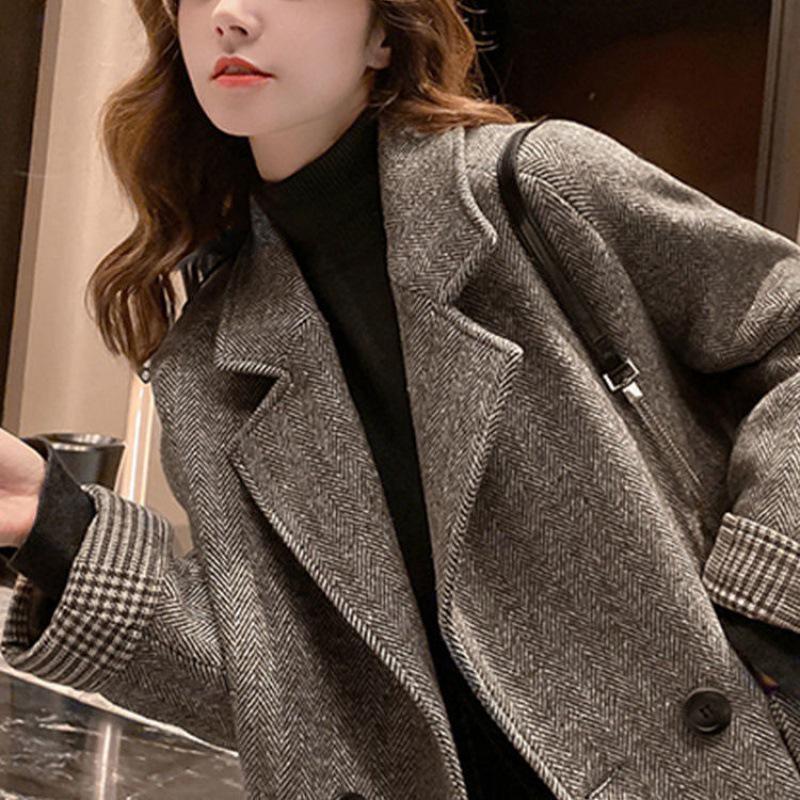 2024 Spring Women's Korean & British Style Woolen Slimming Casual Blazer