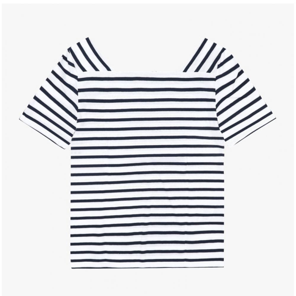 SainT JameS Женская футболка с коротким рукавом Plenef STripe 8952 Neige Marine