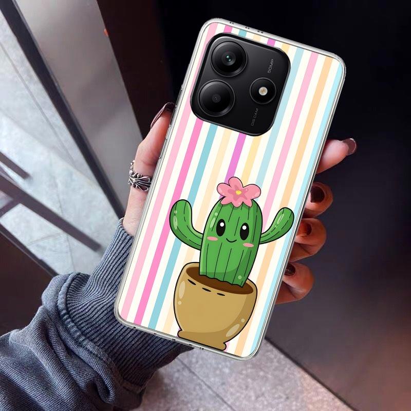 Cartoon Plant Cactus Phone Case For Xiaomi Redmi Note 15 14 14S 13 12S 12 Pro Plus 11S 11 10S 10 4G Cover 11E 11T 5G Print Funda