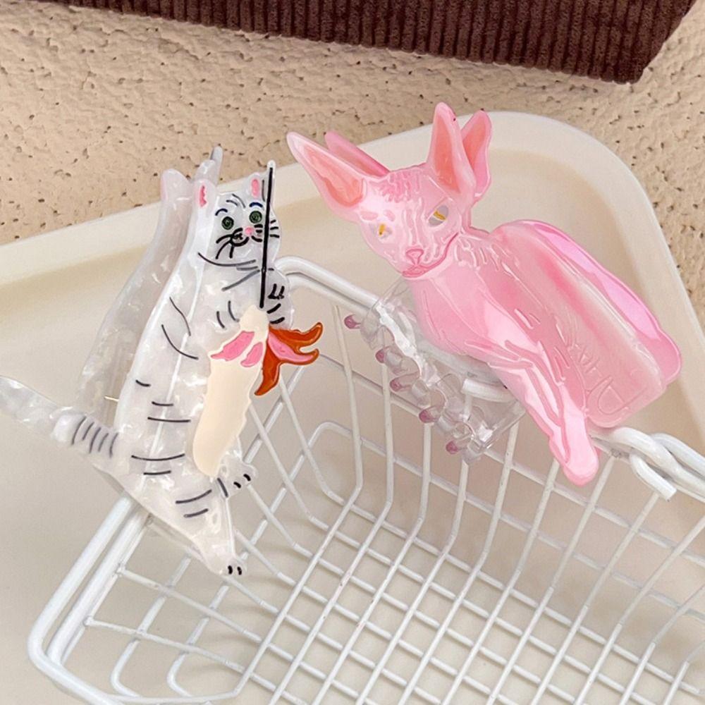 Little Raccoon Cute Cat Crab Clip Sweet Small Shark Clip Trendy Cartoon Animal Hair Claw  Girls