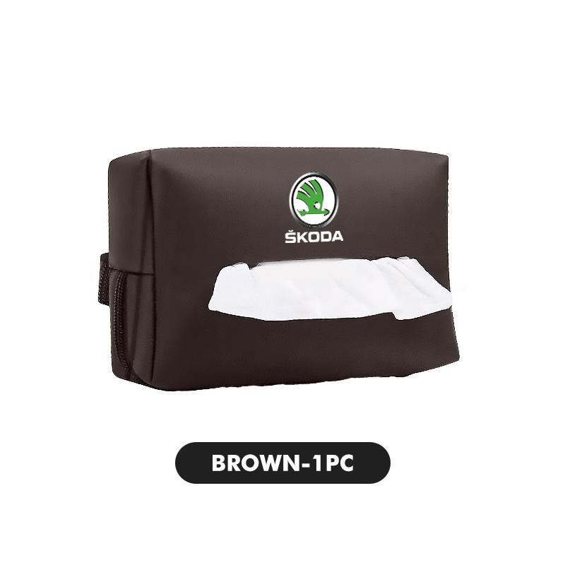 AAFO1 Car Styling Tissue Bag Armrest Box Paper Towel Interior Organizer Accessories For Skoda Kamiq Karoq Octavia 2 3 Rapid Scala Kami