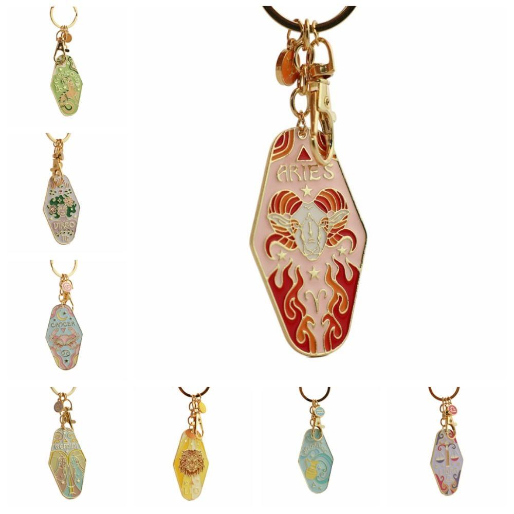 Capricorn 12 Constellation Keychain Lion Car Keyring Constellation Metal Pendant  Backpack Decor