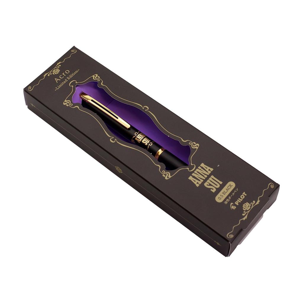 Шариковая ручка Acro x ANNASUI BACE на масляной основе, 0,5 мм, Черная, Логотип,