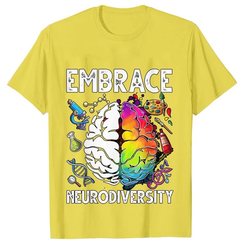 Футболка Embrace Neurodiversity для женщин, футболки с графикой мамы, осведомленность об аутизме, с коротким рукавом, больших размеров, женская футболка, одежда