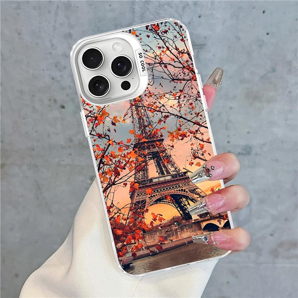 Чехол для телефона Париж Эйфелева башня Для IPhone 16 15 14 13 12 11 Pro Max X XR XSMAX 8 7 Plus Матовый Ударопрочный Задний чехол