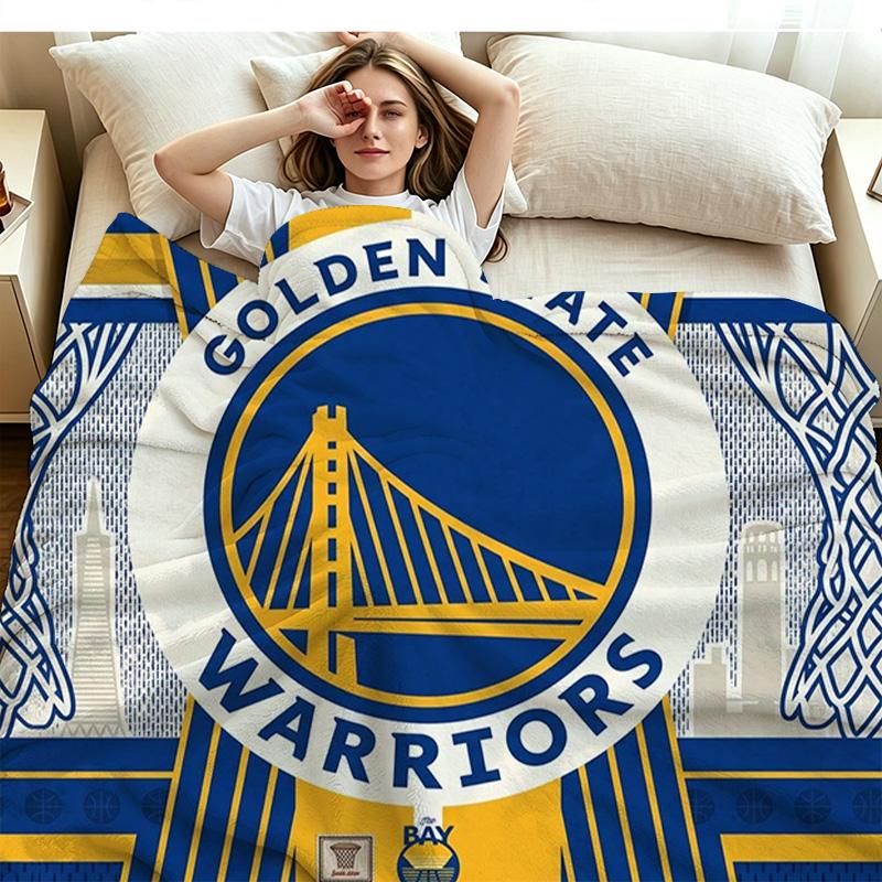 Golden State Warriors Print Flannel Blanket High Quality Warm Comfortable Cover for All Seasons Perfect for Gifts Home Decor
