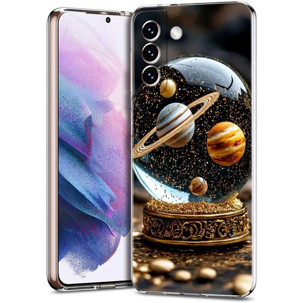 Прозрачный чехол-бампер для телефона Samsung Galaxy S25 S24 S23 S22 S20 S21 FE Ultra S24 S23 S10 S10E Plus 5G с рисунком мультяшной планеты