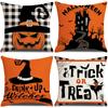 Halloween Pillow Case Orange and Black Pillow Cover Halloween Decorations Horror Castle Spider Web Printed Cushion Cover 45x45cm
