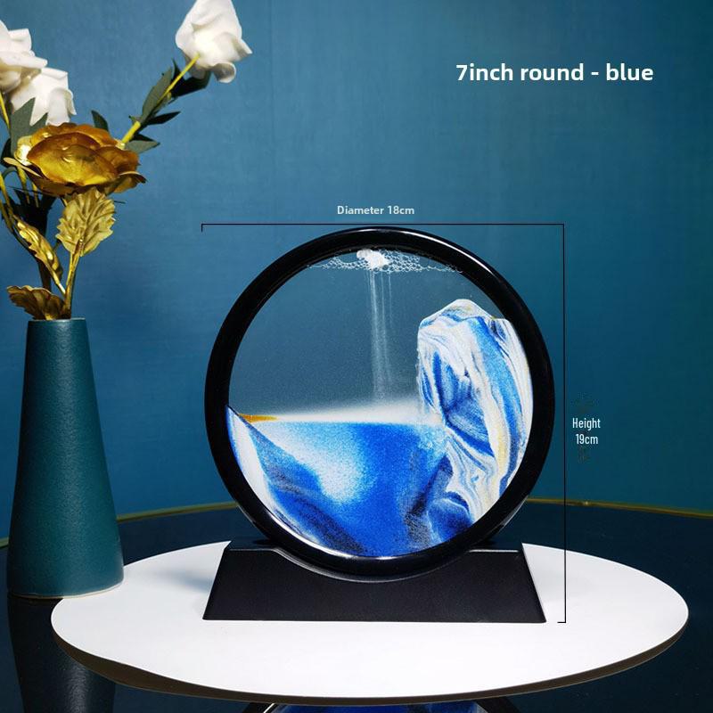 Creative 3D Quicksand Painting Round Glass Craft Hourglass - Unique Desktop Ornament Gift