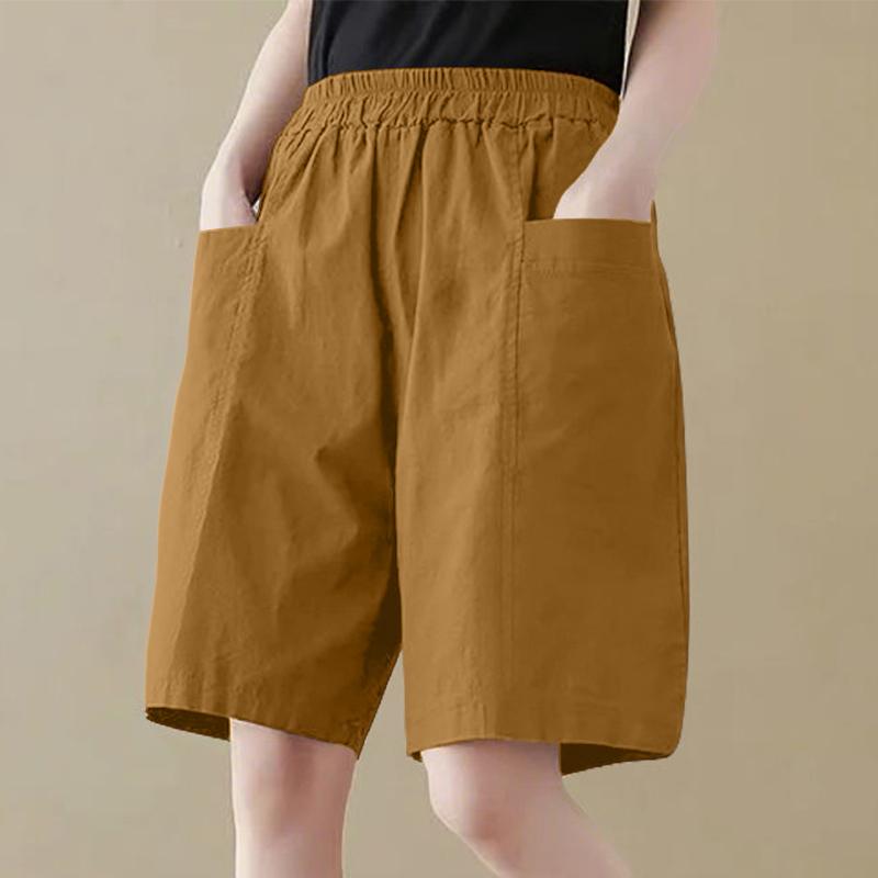 ZANZEA Женские повседневные свободные шорты с карманами и эластичной талией