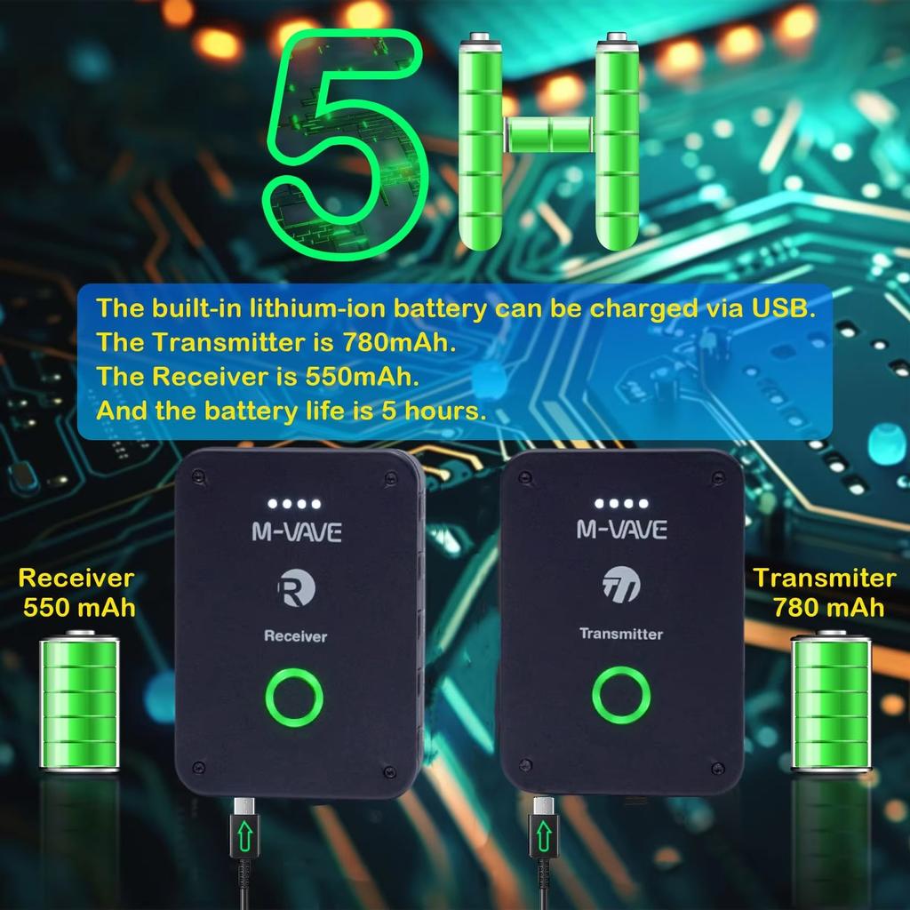 Беспроводная система мониторинга ушей M-VAVE WP-9 | Сверхнизкая задержка 4,5 мс | Перезаряжаемый 2,4 ГГц, моно/стерео и сверхнизкая задержка для живых выступлений/студий/групп