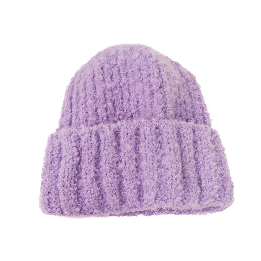 Korean Version of Women's Wool Hat Fashionable and Versatile Big Head Ear Protection Cold Cold Hat Solid Color Simple Hat