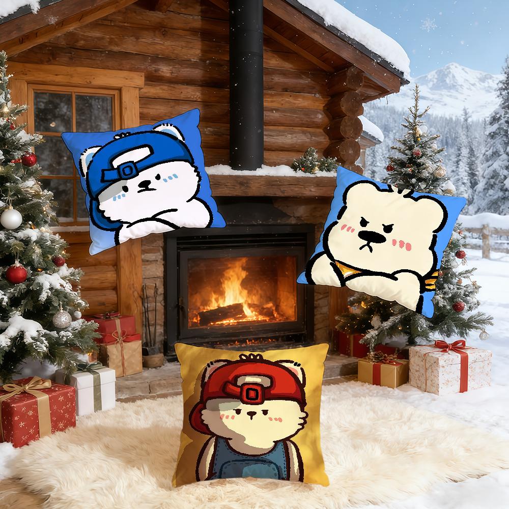 Cartoon Cute Animal Bear cushion cover Home Office Birthday Anniversary Gifts Soft Skin Friendly Cushion Cover