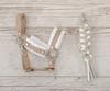 Hobby Horse Set: A3 Halter with White Fur + Rope Lead - White and Beige