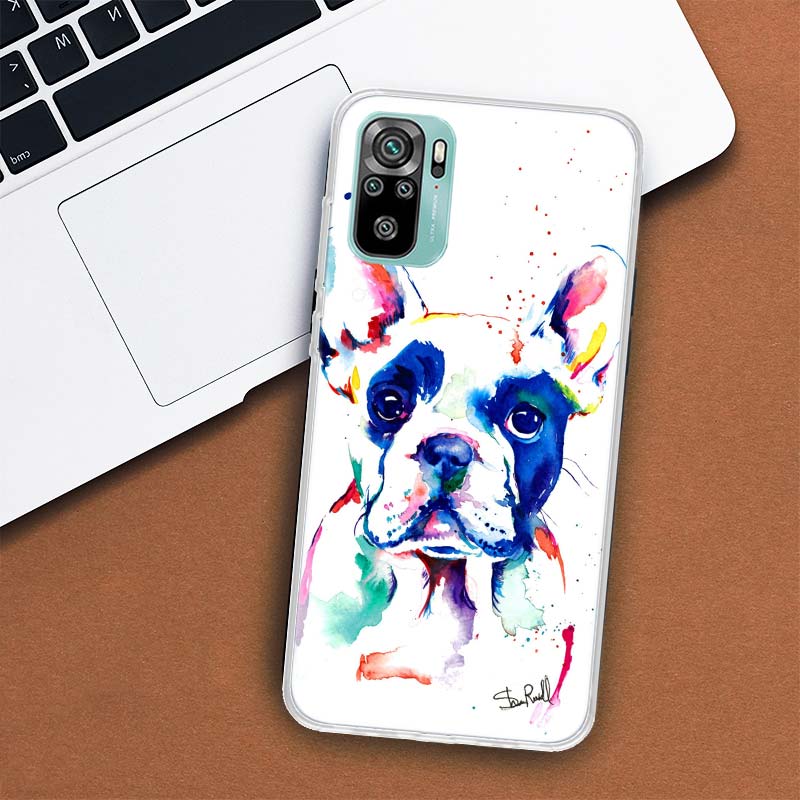 Чехол для телефона с французским бульдогом и собакой-мопсом для Xiaomi Redmi Note 10 Pro Max 10S 9 9S 9T 8 8T 11T 11S 11 5G 11E 7 6 5 4X