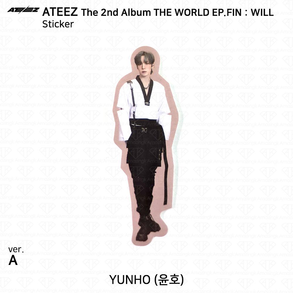 ATEEZ 2-й альбом WORLD EP.FIN WILL, наклейка на фотокарту, версия A. КПОП К-ПОП