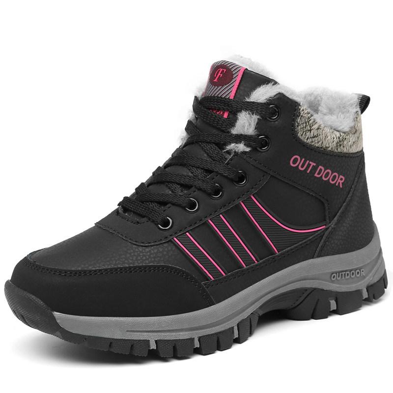 Winter elderly shoes thickened and velvet warm high-top shoes women's cotton shoes men's outdoor mountaineering casual large-size men's boots