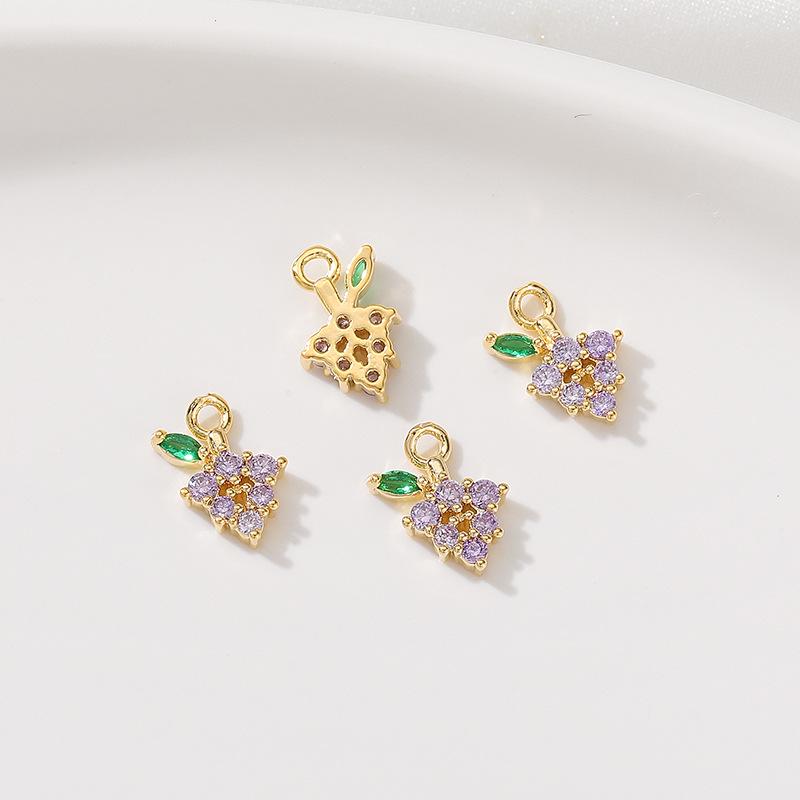 Сохраняющее цвет Позолоченное 14K Золотом Подвеска-Шарм Серия Фрукты для Браслетов DIY: Клубника, Ананас, Виноград