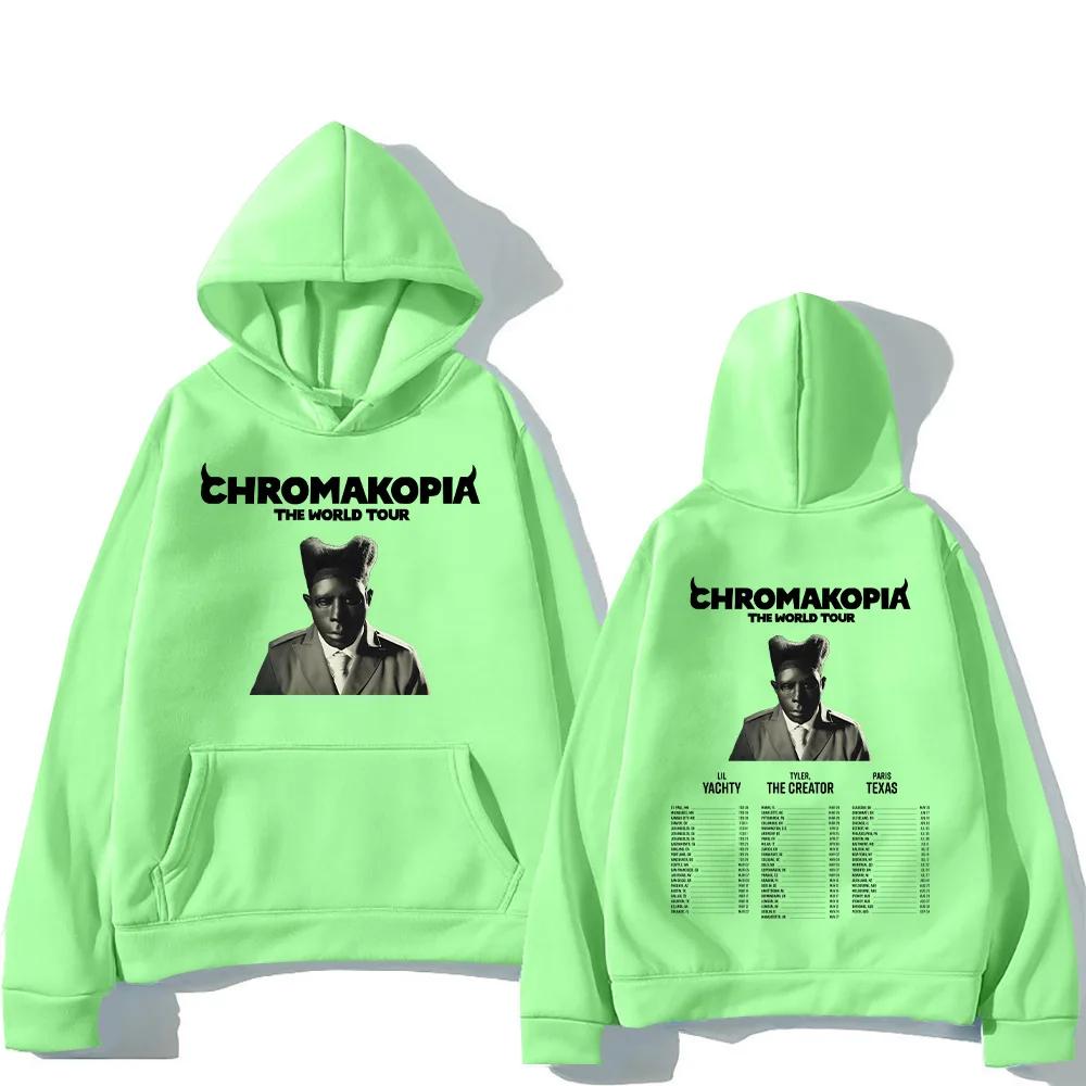 Tyler The Creator Chromakopia World Tour Толстовки Ретро Классика Подарки для фанатов Пуловеры Унисекс Двусторонний принт Свитшот Свободные топы High Street