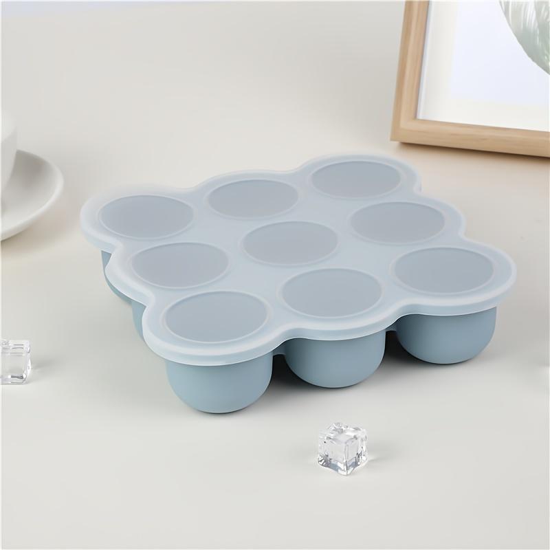 1 шт. Форма для льда из пищевого силикона с крышкой, 9 ячеек, антипригарная, легко извлекаемая, поднос для приготовления льда для детского питания, праздничных вечеринок, кухонного использования
