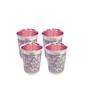 Set of 4 Etching Embossed Design Steel Copper Glass Tumbler Cup, Drinkware Serveware, Health Benefits Ayurveda Yoga