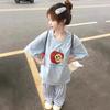 Women's 2025 Blue Cotton Korean-Style Loose-Fit Short-Sleeve T-Shirt