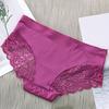 Женские однотонные трусы со средней посадкой, прозрачные кружевные трусы с вышивкой, бесшовные трусики из ледяного шелка, нижнее белье