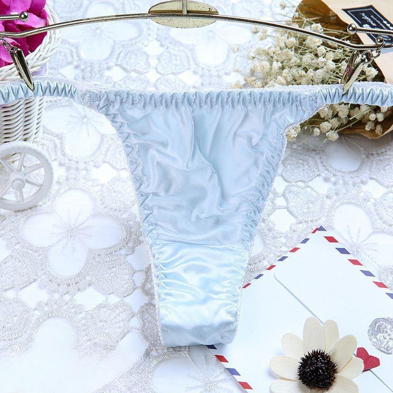 Women's Sexy Pure Silk Thongs Briefs Bikinis Underwear G-String Panties Comfortable Healthy