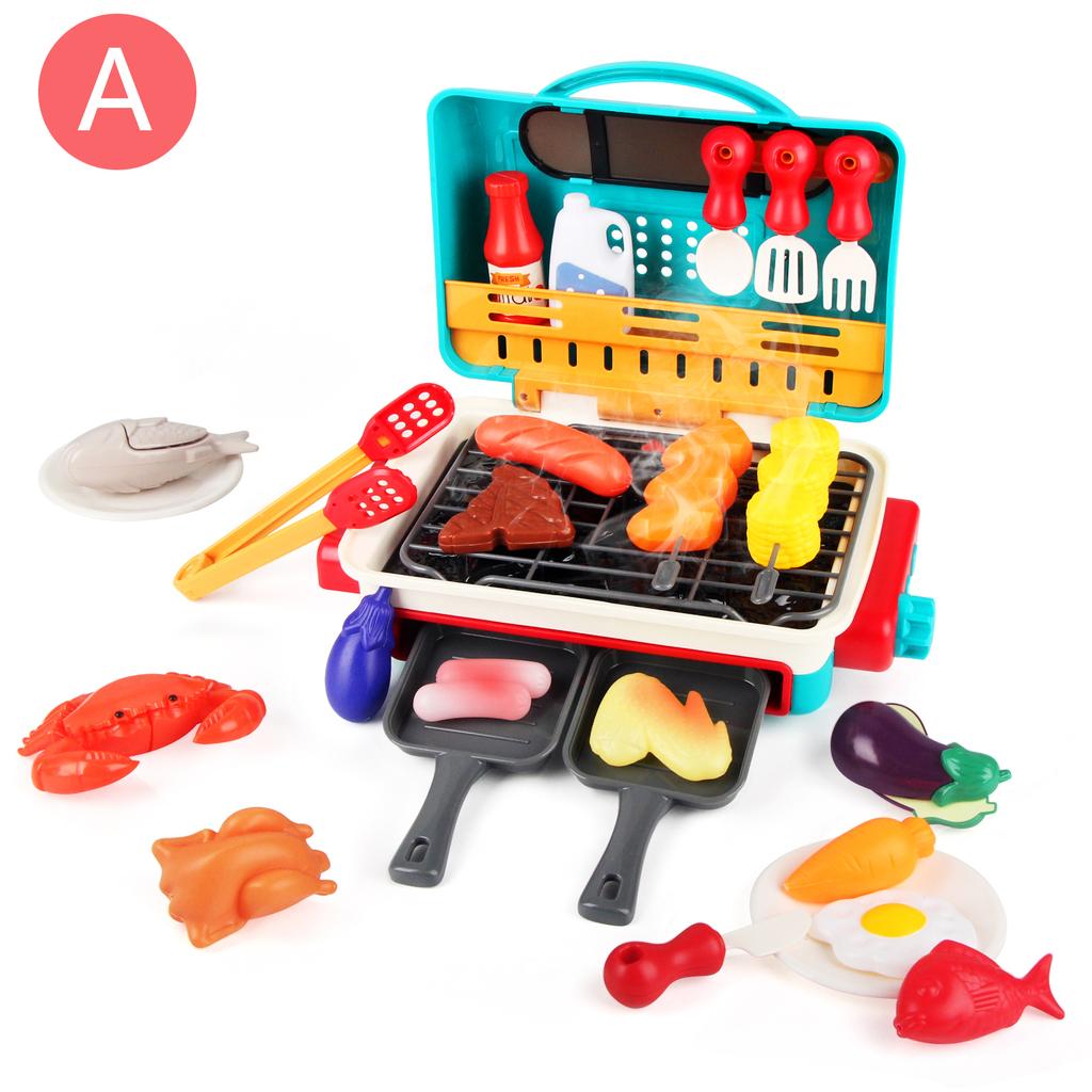 Детский имитированный набор для барбекю со спреем, светом и звуком, игрушка для ролевых игр на кухне, для приготовления пищи, образовательные игрушки для детей, рождественские подарки