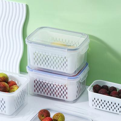 Коробка для хранения фруктов и овощей, прозрачная, двухслойная, с дренажной корзиной, герметичная, с крышкой, кухонный холодильник, ящик для хранения