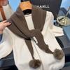 Knitted Scarf Women 92%Wool Winter Warm Scarves Bright Solid Color Design Thickened Shawl Soft Triangle Pashmina Neck  NEW