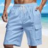 Мужские летние шорты, однотонные, повседневные, стандартного покроя, с эластичными поясами, завязками, дышащие, карго-шорты